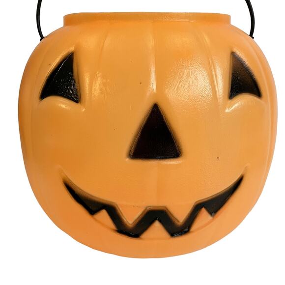 General Foam Plastics Orange Blow Mold Jack-O-Lantern Pumpkin Halloween Bucket - Picture 2 of 6